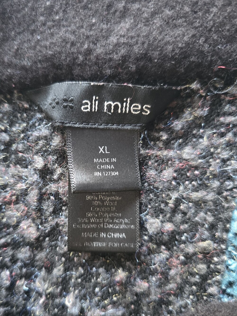 Ali Miles Multicolor Patchwork Light Weight Cardigan Sweater Floral Pocket XL - Picture 11 of 16